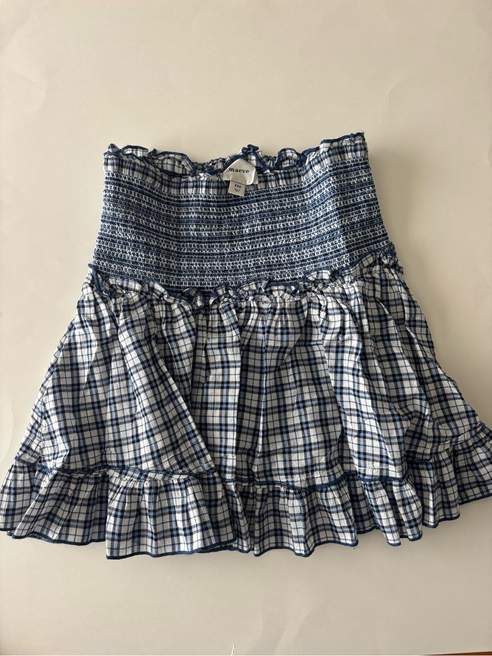 NWOT Maeve by Anthropologie Blue Plaid Smocked Tube Top